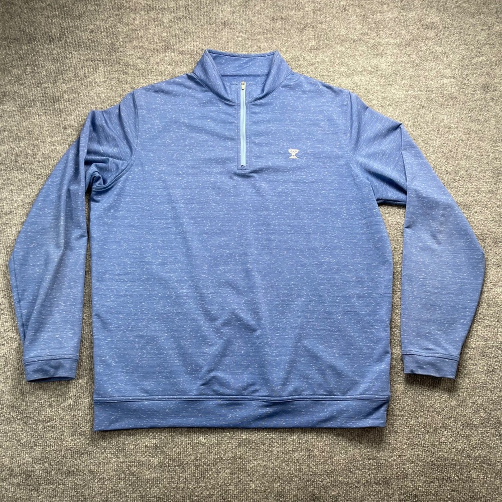 Peter Millar Mens Blue Space Dye 1/4 Zip Golf Pullover Large Presidents Cup